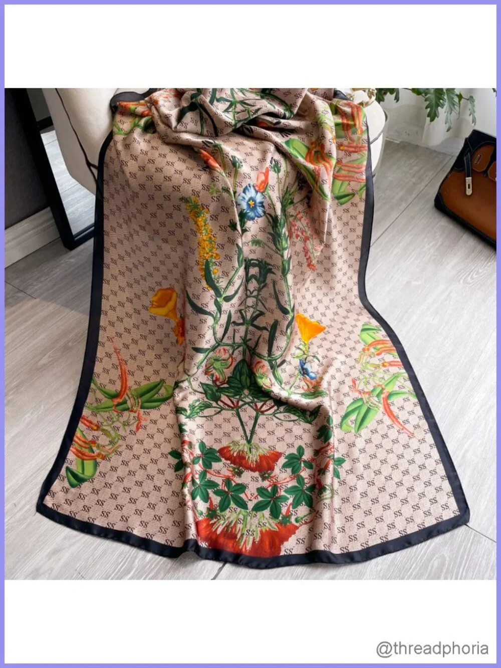 Elegant Silk Scarf Shawl for Women Lightweight Floral Satin Scarf Trendy Silky